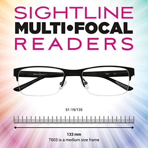 Преглед Т 603 Средно Вклопување Мултифокус Прогресивни Очила За Читање На Моќност Црна 1.00 Зголемување