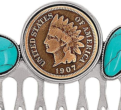 Индиска глава Пени монета чешел за коса | Оригинални Соединетите Држави еден цент монета | Додаток за стилизирање | Сертификат за автентичност