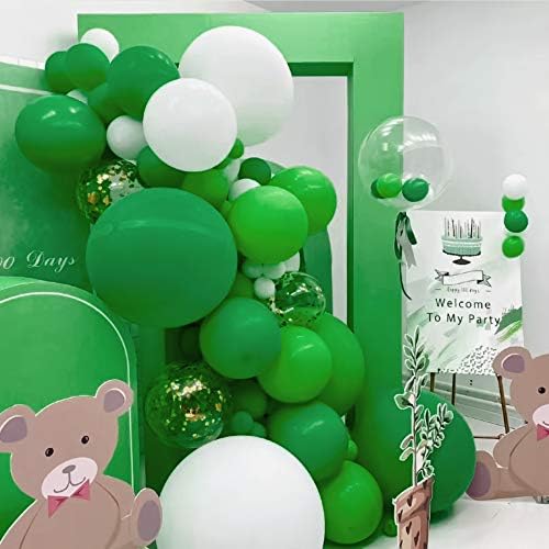 12-инчен Задебелен зелен балони комплет за лакови, 100 балони за квалитетни забави, балони за роденден во сафари, роденден на деца, свадба,