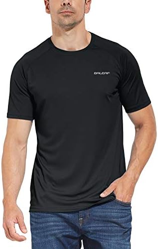 Baleaf Men's UPF 50+ кошули со кратки ракави за кратки ракави, лесна заштита од сонце SPF маици за риболов пешачење трчање