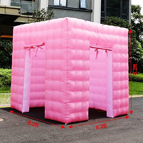 Надувување на фото -штанд куќиште 2 врати, Xmaybang голем розов шатор со надувување со LED светло, внатрешен вентилатор на воздухот и далечински