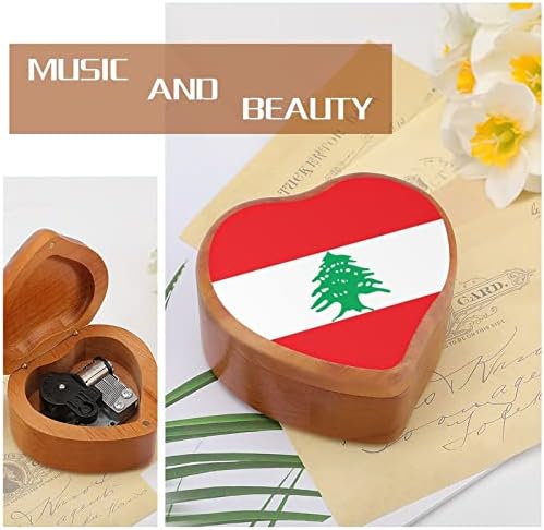 Знаме на Либан срце музички кутии Дрвени музички кутии Најдобар подарок за годишнината на Божиќниот роденден