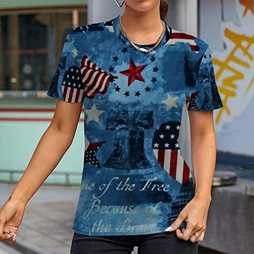 Americanела на 4-ти јули американско знаме маица, американски starsвезди ленти графички маички, летни обични кратки ракави патриотски