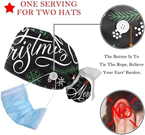 6 парчиња медицинска сестра за чистење жени со долга коса, среќна Божиќна мрзливост, прилагодливо работно капаче со копче и џемпери