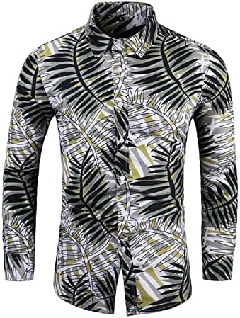 Кошули на Хаваи за мажи долги ракави плус големина на блуза врвови мода тенок фитн копче Bown Lapel Floral Cardigan