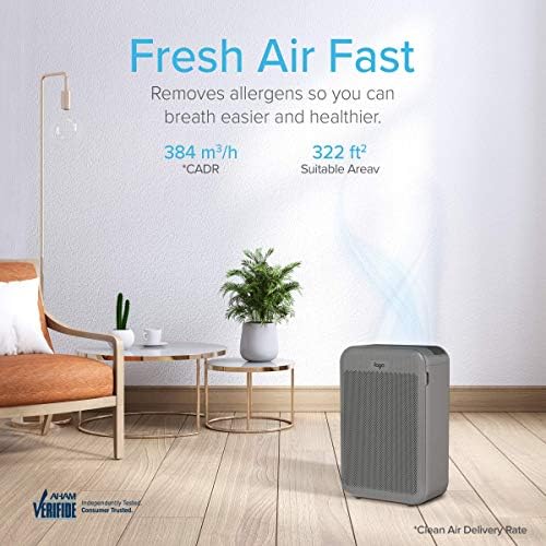 Прочистувач На Воздух Лаго За Дома Со Вистински Филтри За Јаглерод 3 Фази За Намалување НА Мирисот На Хепа До 322 квадратни стапки-Тивки,