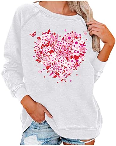 Џејхаеви Денот На Вљубените Дуксери За Жени Среќен Денот На Вљубените Кошули Графички Долги Ракави Врвови На Пуловерот На Екипажот