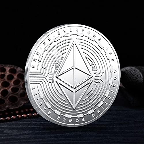 Ethereum Монета 1 Унца Круг Cryptocurrency Колекционерски Монета Ethereum Комеморативна Монета Позлатени Ограничено Издание Со Заштитна