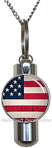 HandcraftDecorations Американско знаме кремирање ѓердан ѓердан во Соединетите држави знаме накит, американски патриотски подарок, урн на американска