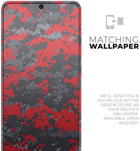 Дизајн Скинц црвен и сив дигитален маскирен заштитен винил декларална обвивка на кожата компатибилен со Samsung Galaxy S20