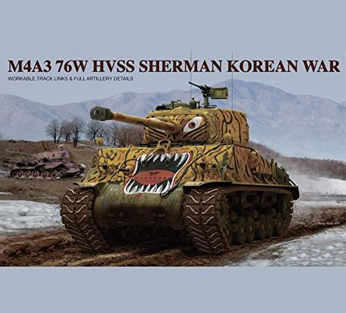 ФМОХАНГМДП резервоарот 3Д загатки со пластични модели, 1/35 скала M4A3 76W HVSS Шерман Корејски воен модел, играчки за возрасни и подарок,