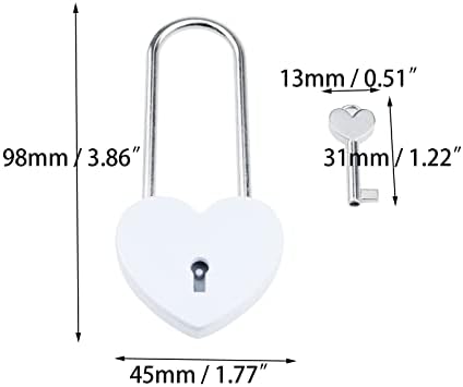 Hngson 3,86 Метална метална форма во форма на срце во форма на срце со клуч за кутија за складирање на кутии за накит, бела, бела