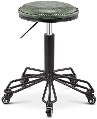 Килими компјутерски столче со тркала ， столче со зелена боја со зелена пун-синтетичко кожено седиште ， прилагодлива висина 48-58 см ， Поддржана