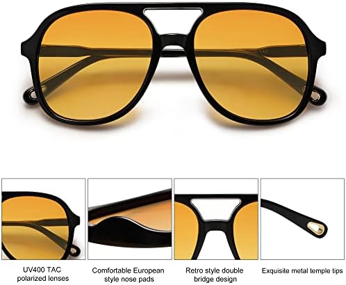 Сојас Ретро квадрат Поларизирана очила за сонце од авијатичар жени жени 70 -ти гроздобер двоен мост сонце очила