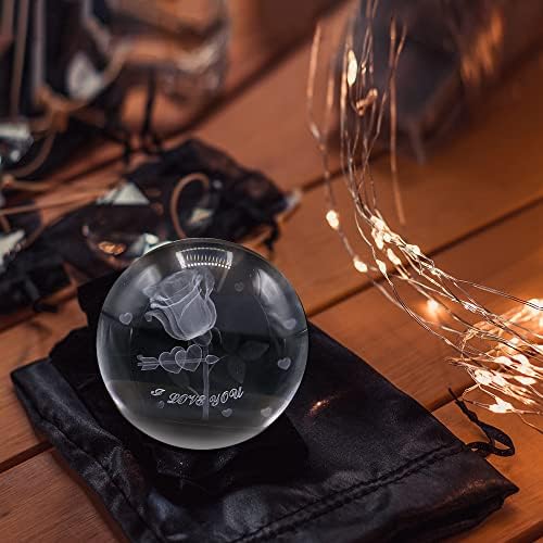 Фокули RGB Музичка кутија 3Д кристална топка со проекција шарена светлина и 360 ° ротирачка дрвена база, најдобар подарок за мајка сопруга девојка
