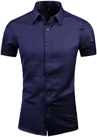 2023 Ново лето Нови маички за кратки ракави за кратки ракави плус големина модна обична плажа полиестерска кошула Менс туника