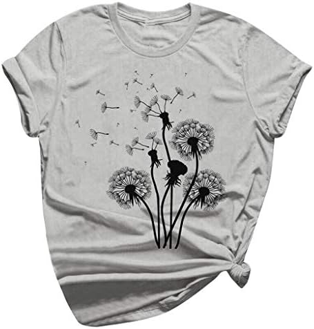 Vifucz летен врв за жени 2023 глуварче печати за печатење случајна основна мека маичка лабава вклопување во трендовски трендовски блуза Туника
