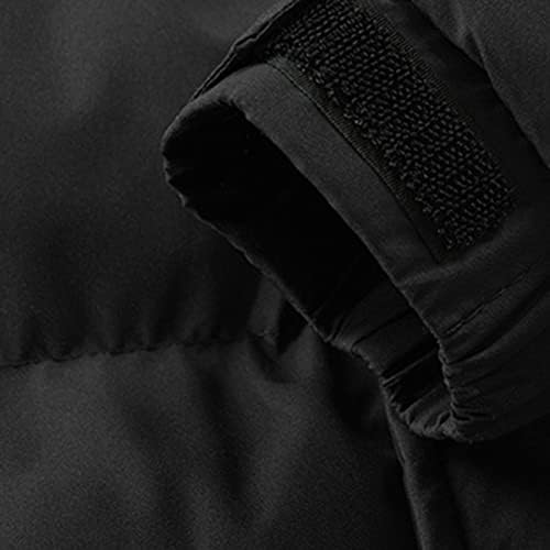 Едноставен целосен ракав канцелариски аспираторски палто Менс зимски топол џеб вклопена пуфер јакна цврста боја со качулка со качулка