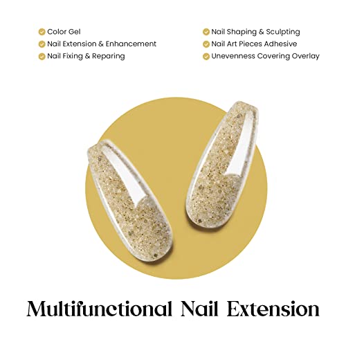 Beetles Poly Extension Gel For Nail, 60g/2oz Шампањ златен сјај градител на нокти гел трендовски нокти дизајн дизајн на ноктите за проширување