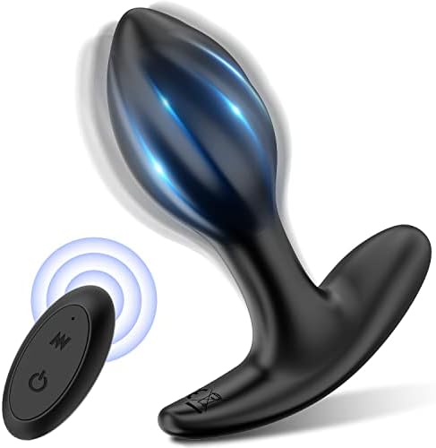 Силиконски анален вибратор, Efgove Tapered vibrating Analplug со дизајн на завртки Далечински управувач Масажарот за простата со 7 вибрации,