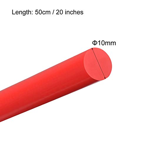 Uxcell 3pcs пластична тркалезна шипка 3/8 инчи дијаа 20 инчи црвена полиоксиметиленска прачка Инженерска пластична тркалезна шипки