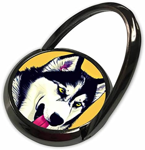 3drose Неверојатен сибирски хаски портрет на кучиња на жолт дигитален подарок за уметност. - Телефонски ringsвони