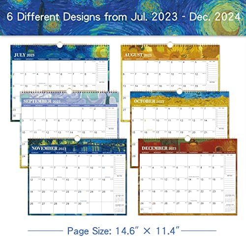 2023-2024 Wallиден календар - Wallиден календар 2023-2024, јули 2023 година - декември 2024 година, 18 месеци wallиден календар, 14,6 ”×