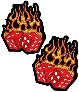 Heiorpai 2pcs коцки со оган пламен тетоважа, украсено ладно железо на или шие на закрпи