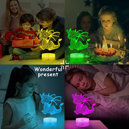 Змеј ноќно светло за деца Змеј LED ламба 16 бои затемнети и далечински управувачки простории декор светло змеј играчки за момчиња девојчиња Божиќ