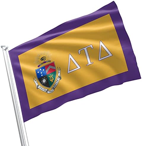 Делта Тау Делта братство лиценциран знаме за знаме 3x5 стапки wallиден декор на отворено затворен украс за украсување месинг гром двојно бод