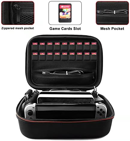 Случај за носење Laimax за Nintendo Switch и Switch OLED Model 2021, торбичка за куќиште за патувања за конзола и додатоци на Nintendo Switch и додатоци