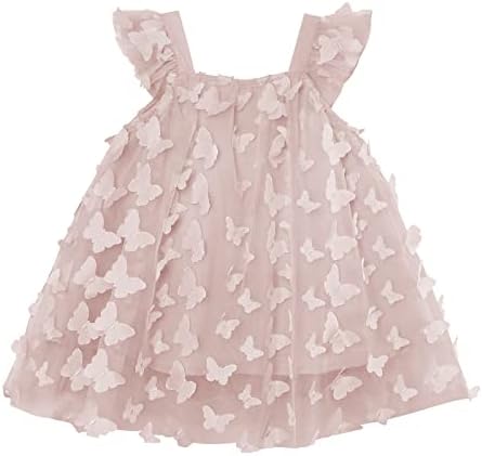 Miipat Бебе девојки Туту фустан со трепет ракав за мали деца, фустани за фустани, пеперутка роденденска забава принцеза сандерс