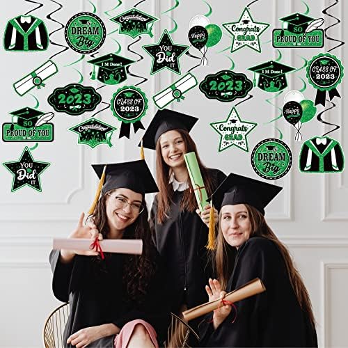 53 Парчиња Зелена Матура Висечки Украси Вители - Дипломирање Украси За Забави Дипломирање Висечки Вител Зелена И Црна Дипломирање