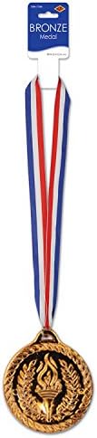 Медал за голем награди Beistle со Pibbon-1 компјутер, 30-инчен, црвен/бел/сина/бронза