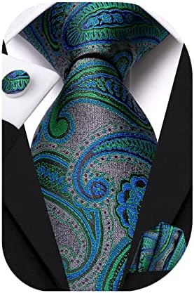 Dubulle Mens Tie Setts Wonen Paisley Stripes вратоврски џеб квадратни манжетни за деловна свадба