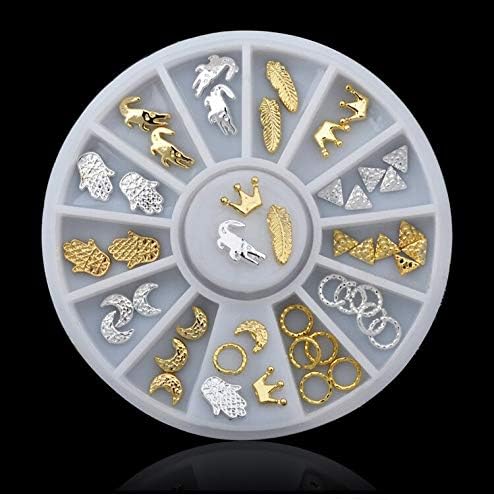 1 тркала за нокти Арт Злато/Сребрени метални снегулки Совети 3D DIY декорација парчиња налепници за маникир Трејт накит -30