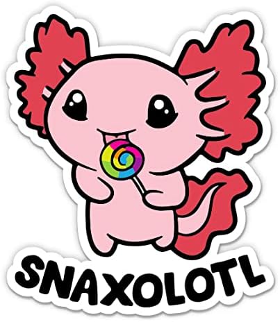 Налепница за смешна аксолот на Snaxolotl - налепница за лаптоп 3 - водоотпорен винил за автомобил, телефон, шише со вода - ДЕЦАЦА Аксолотл