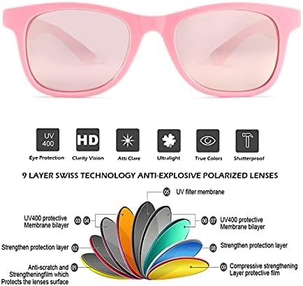 Флексибилни Рамка Поларизирани Деца Очила за Сонце за Момчиња &засилувач; Девојки Ув Заштита Возраст 3-8 Години - 2 Пакет