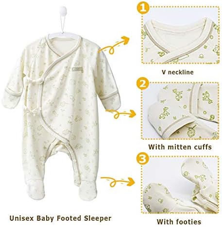 Бебе стапало заспано со белезници памук, памук, пижами од страничен појас на облак, 0-6 месеци