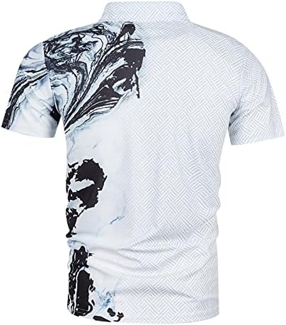 Менс Поло кошула, Нова машка летна мода летна модна лесна 3D печатење Поло кошула лапел обичен краток ракав на врвот на кратки ракави