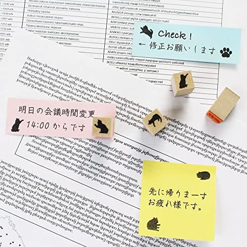 Wakuwaku 54 парчиња дрво гумени марки за дизајн на мачки за изработка на DIY, бележник, сликарство, дневник за букви, правење картички, подарок