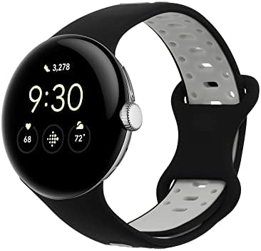 KWMobile Watch Band компатибилен со Google Pixel Watch - Silicone каиш за замена на опсегот на опсегот - црна