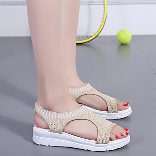 Летни сандали за жени удобно светло за дишење со отворено првенство на плажа, обични ленти за отворено на глуждот, обувки