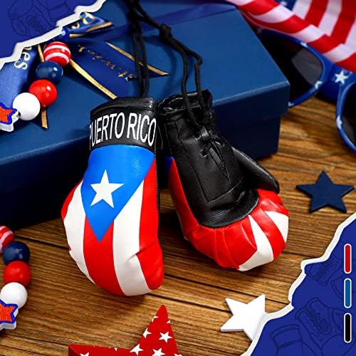 Harrycle 2 пара Порто Рико Кантри знаме мини боксерски ракавици што висат нараквици за удирање Минијатурни боксери за ракавици