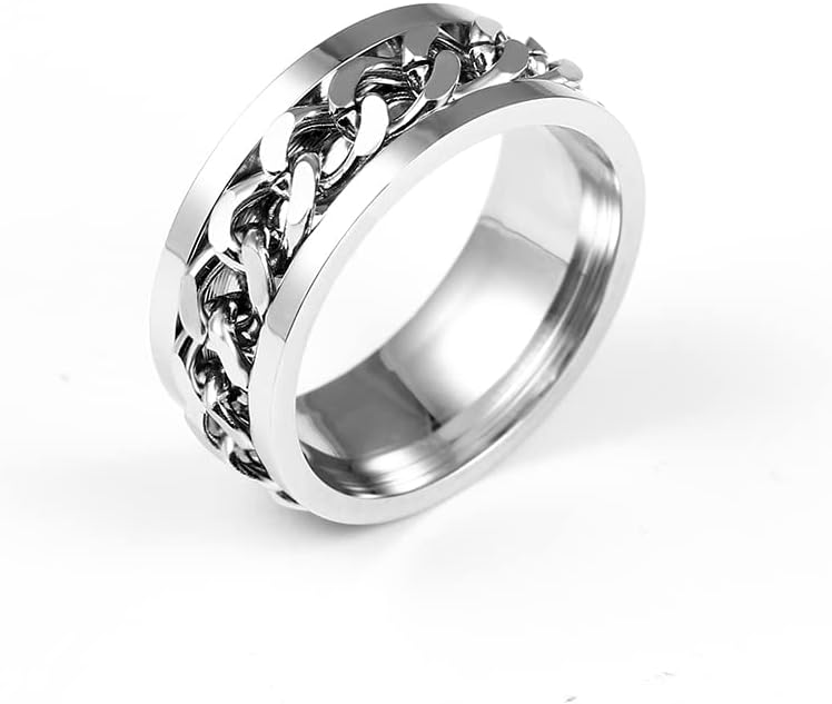 Колезо 8мм Сребрен ланец прстен за мажи и жени-45828