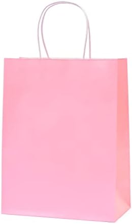 Розова Торба За Подароци Nexmint 8 x10, 5 : 12 Спакувајте Средни Хартиени Кеси со Рачка.Одлично за Родендени, Туш За Бебиња, Подароци,