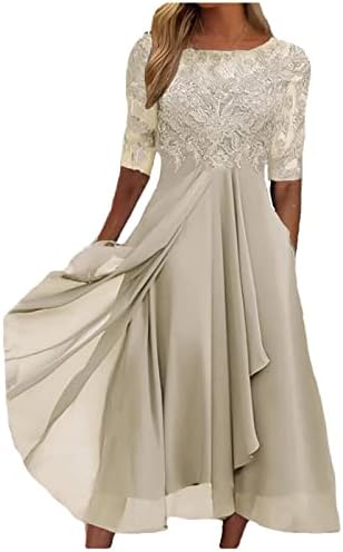 Мајка на фустанот за невестата за свадбени половина ракави со висока ниска чипка аплики шифон o врат формални вечерни фустани