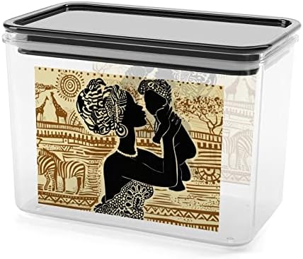 Африканска Црна Жена Кутија За Складирање Пластични Канистри За Контејнери За Организатор На Храна Со Капак За Кујна