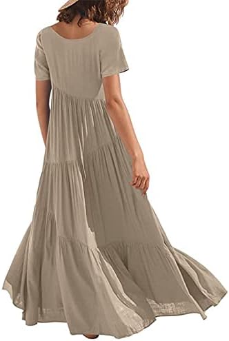 Женски моден случајн макси фустан Краток ракав елегантен неправилен фустан за забава