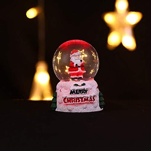 XJJZS Божиќна светлина кристална топка Дедо Мраз стаклена топка со топка со подарок за Божиќ за деца
